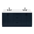 thumbnail image 2 of Ariel Kelly 72 Inch Double Oval Sink Bathroom Vanity With Carrara White Quartz Countertop 1.5 Inch Edge In Midnight Blue, 2 of 12