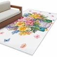 thumbnail image 2 of Spring Flowers Area Rug 4'x6', Watercolor Floral Leaves Butterflies Plant Washable Non-Slip Rugs, Low Pile Large Carpet for Living Room Bedroom Dining Room Kitchen Office Indoor Mat, 2 of 9