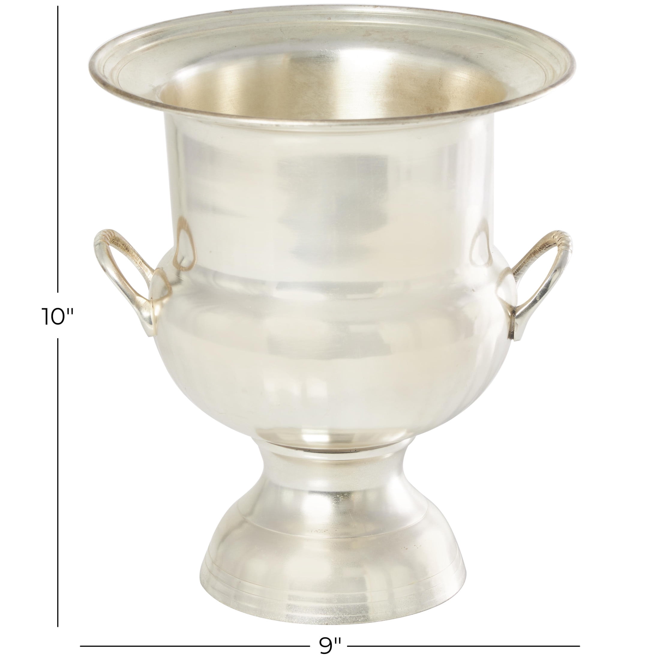 DecMode Round Metal 2 Bottle Silver Ice Bucket