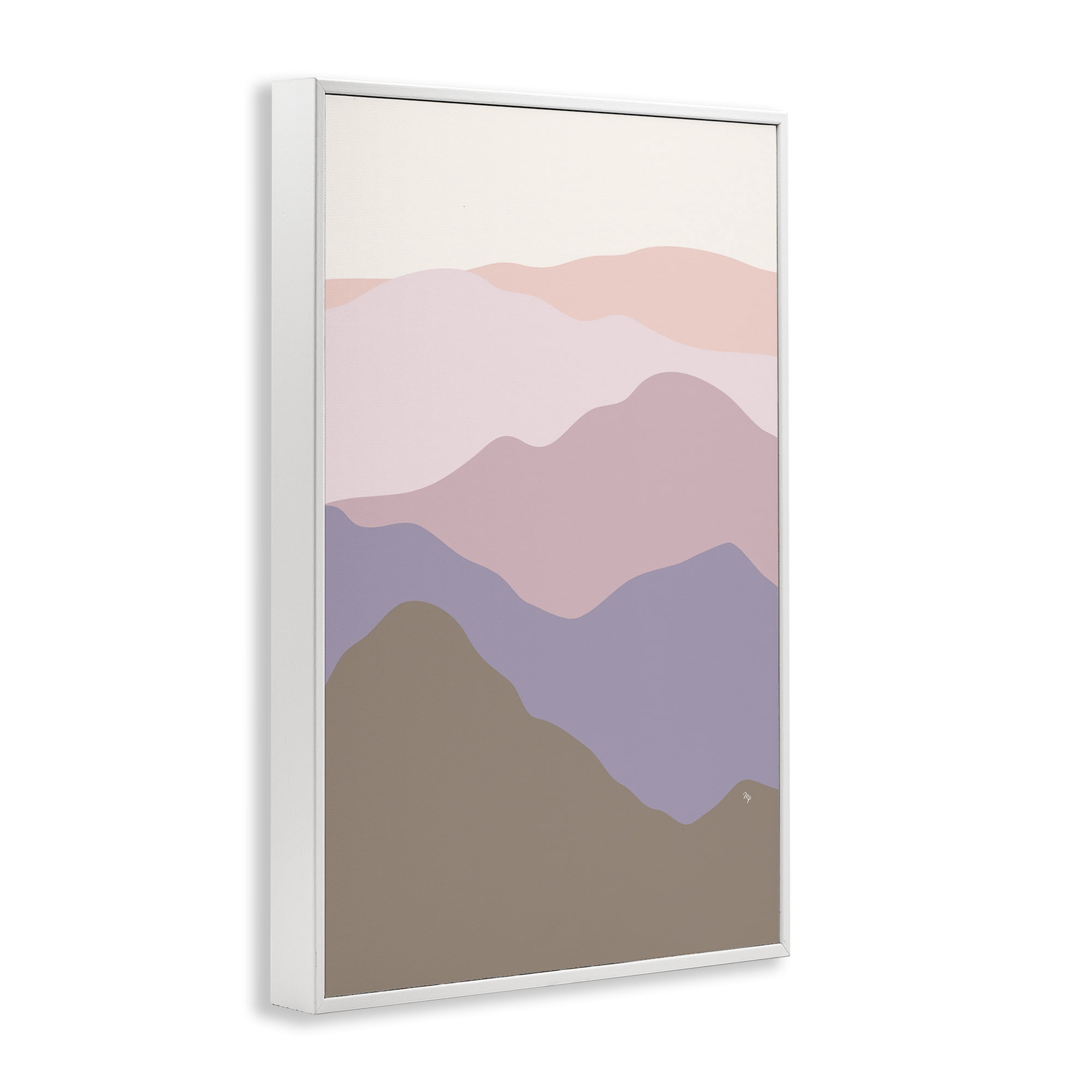 Stupell Industries Subtle Pastel Hills Landscape Painting White Framed Art Print Wall Art, 12 x 18