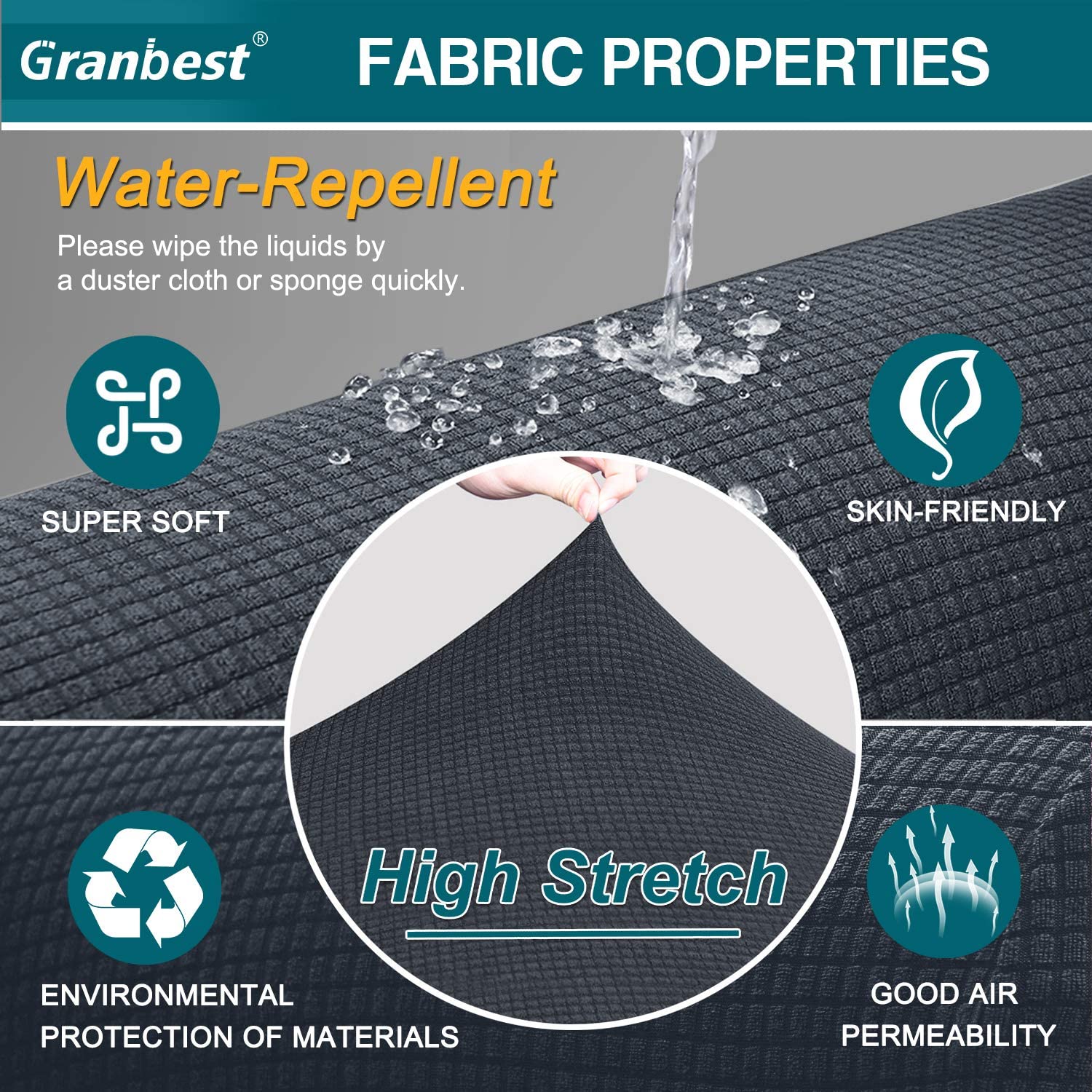 Amerteer Premium Water Repellent Sofa Cover High Stretch Couch Slipcover Super Soft Fabric Couch Cover for Pets Kids Children Dog