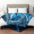 thumbnail image 4 of Contemporary Reversible Flannel Throw Blanket with Digital Dolphin - Multipurpose All-Season Cozy Sofa Blanket Perfect for Camping, Beach, Office Naps, and Home Decor - Unique Gifting Option, 4 of 7