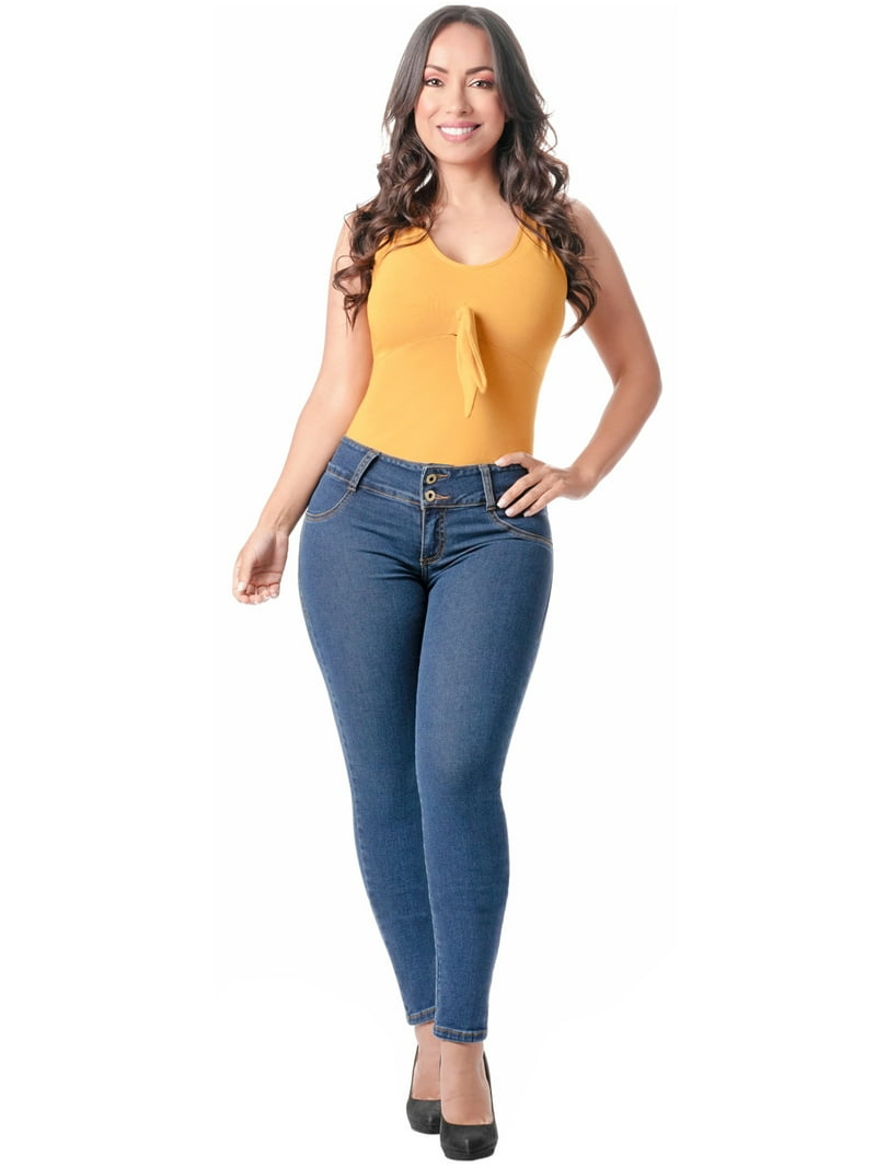 Lowla JE217988 Women High Waisted Butt Lifting Skinny Jeans Colombianos Levanta Cola with Removable Blue 10 - Walmart.com