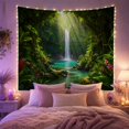 thumbnail image 2 of Tropical Rainforest Waterfall in Misty Canopy, Serene Boho for Nature Lovers, Botanical Wall Art Decor, Housewarming Gift Tapestry Wall Hanging for Bedroom and Living Room, 2 of 7