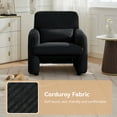 thumbnail image 6 of Corduroy Fabric Accent Chair, Modern Upholstered Living Room Chairs with Lumbar Pillow, Wide Comfy Leisure Armchair for Bedroom, Office, Reading, Black, 6 of 9