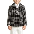 thumbnail image 3 of GiLiling Toddler Baby Girls Woolen Houndstooth Coat Kids Double Breasted Long Sleeve Lapel Dress Fall Winter Outerwear (Black, 18-24 Months), 3 of 9