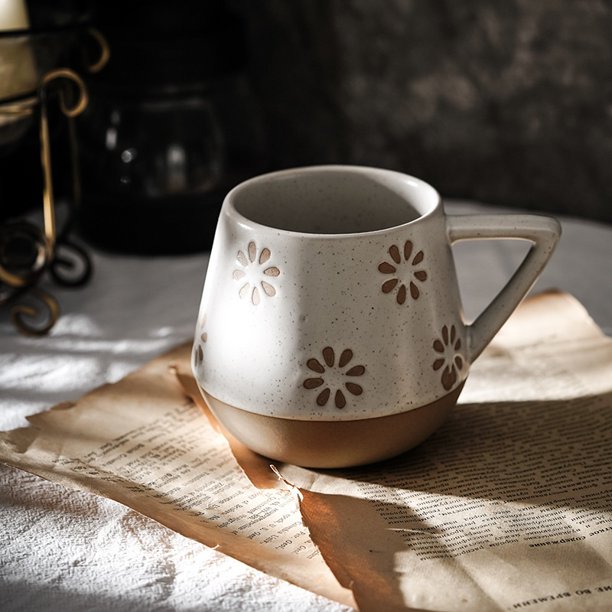 Tazas de cerámica nórdicas minimalistas pintadas a mano: tazas únicas de café y agua de 350 ml