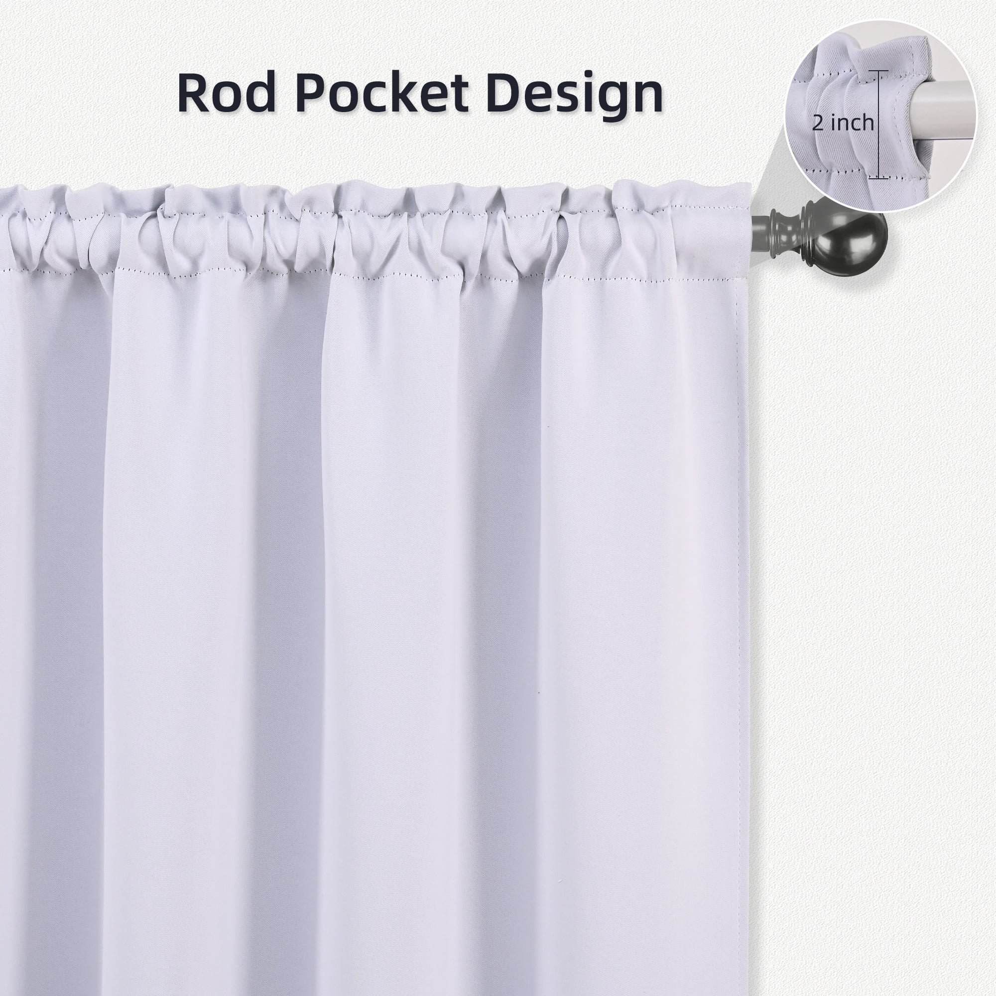 Alishomtll Blackout Curtains 84 Inch Length Color Block Grey Stripe Bow Design Thermal Insulated Window Drapes for Bedroom Living Room,52"x 84", 2 Panels