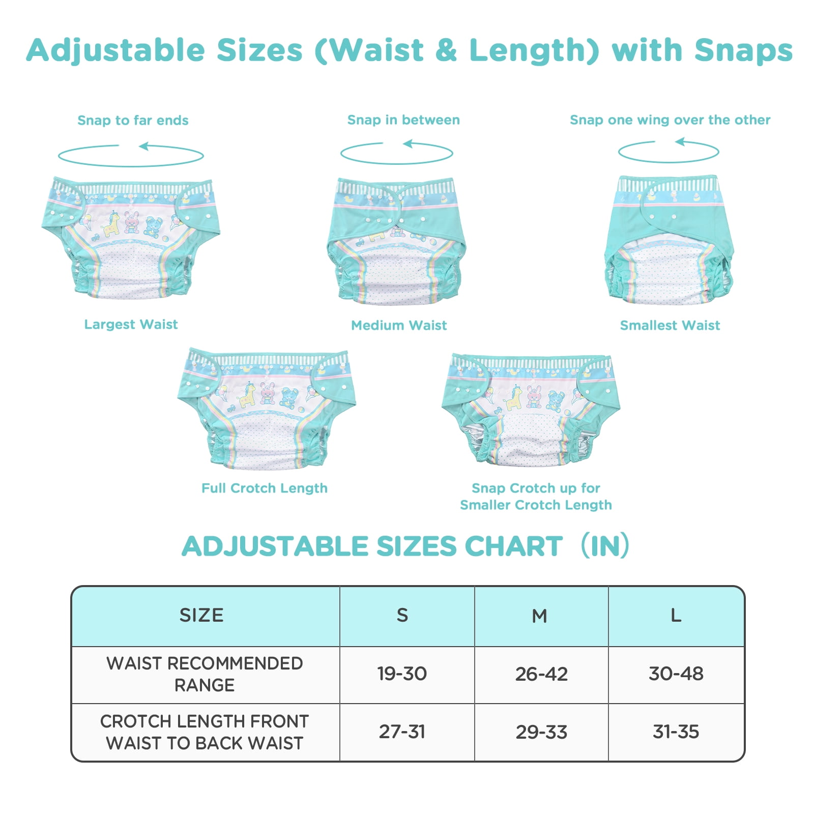 Littleforbig Washable Adjustable Adult Pocket Nappy Cover Reusable Waterproof Cloth Baby Parade Adult Diaper Wrap Cover One Size