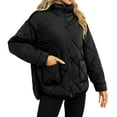 thumbnail image 2 of Chaqueta Acolchada para Mujer, con Capucha, Larga, Cremallera, Abrigo de Invierno, Chaquetas Cálidas con Bolsillos Negro S, 2 of 8