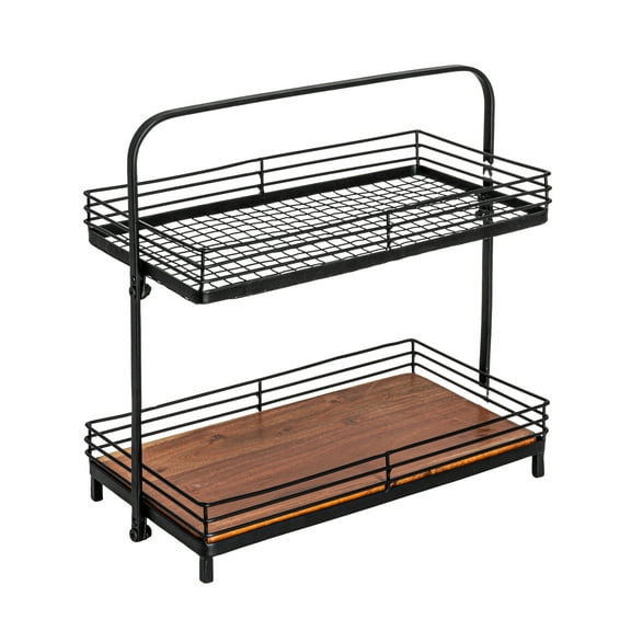 Creative Co-Op Acacia Wood & Metal 2-Tier Stand