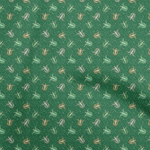 oneOone Rayon Green Fabric Tortoise Sewing Material Print Fabric By The Yard 56 Inch Wide