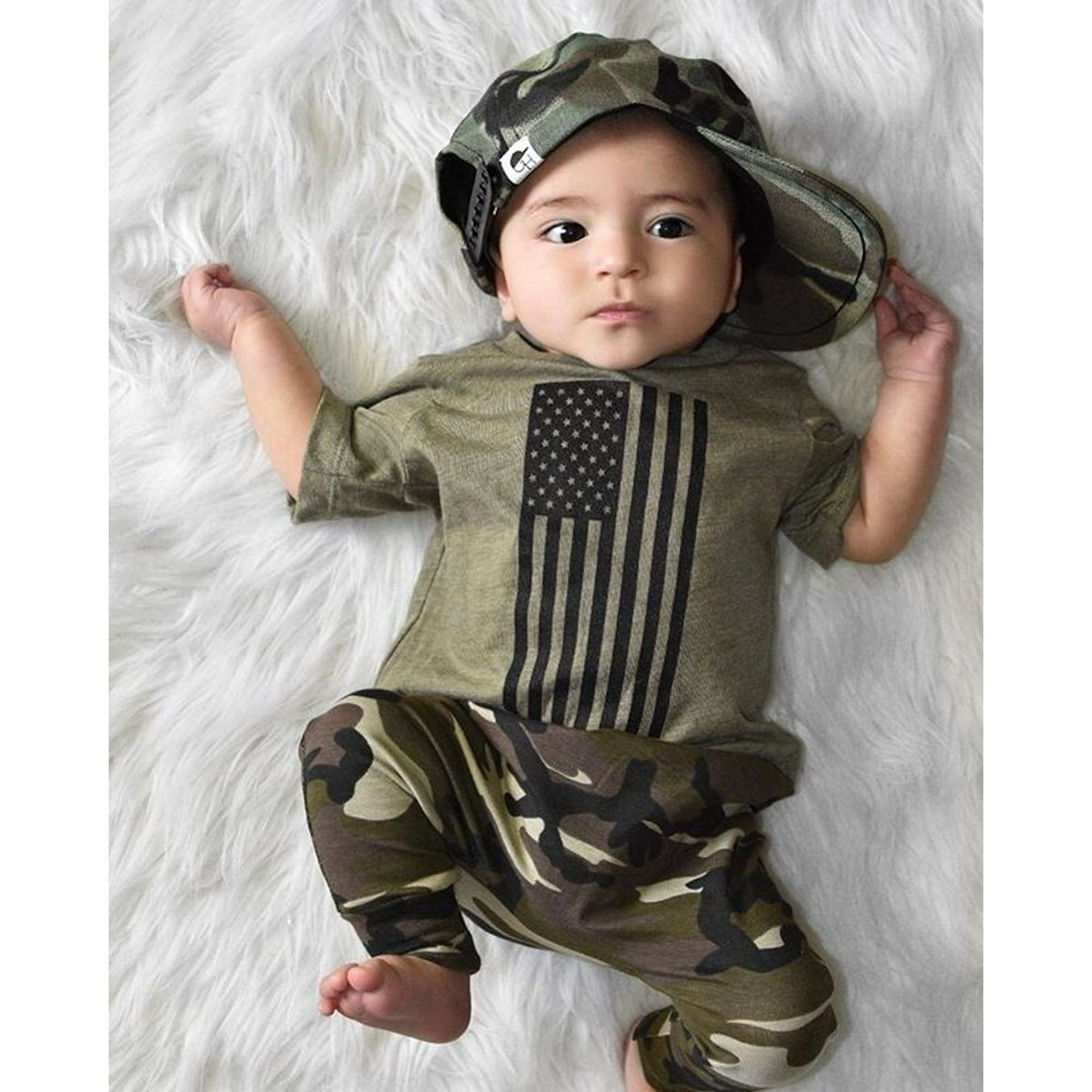 For 0 3 Years 2PCS Newborn Baby Boy Infant Clothes Top Camo Pants Kids Outfits Set Tracksuit Walmart