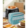 thumbnail image 4 of Teal Floral Toaster Cover 2 Slice, Small Kitchen Appliance Covers, Botanical Blossom Motif Boho Grey Stripes Toaster Oven Cover with Loop, Bread Machine Cover Polyester Dust Cover Protection, 4 of 4