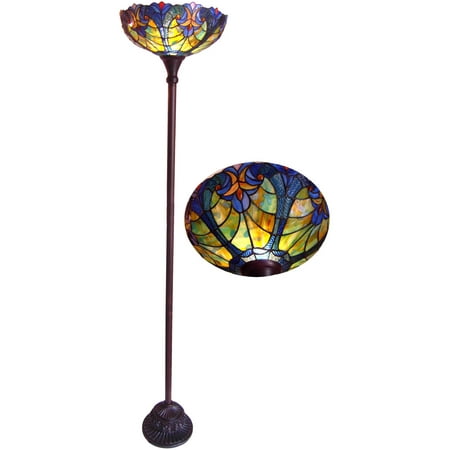 Chloe Lighting Liaison Tiffany-Style 1-Light Victorian Torchiere ... - Chloe Lighting Liaison Tiffany-Style 1-Light Victorian Torchiere Floor Lamp  with 15