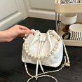 thumbnail image 6 of Remanland Women's Satin Floral Jacquard Evening Bucket Bag, White, 6 of 9