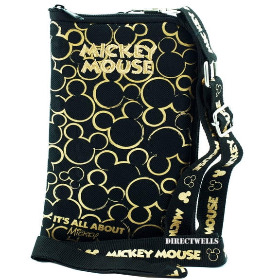 Mickey Mouse All About Mickey Black Gold Lanyard With Detachable Purse