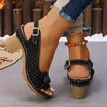 thumbnail image 5 of Women's Platform Heels Block Chunky Sandals Open Toe Ankle Strap Shoes Fashion Dress Summer Beach Sandal 2026 Black 37, 5 of 5