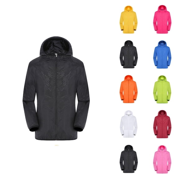 Windbreaker Jacket Men Lightweight Long Sleeve Windproof Rainproof Packable Zip Up Hooded Rain Jackets Travel Hiking Cycling