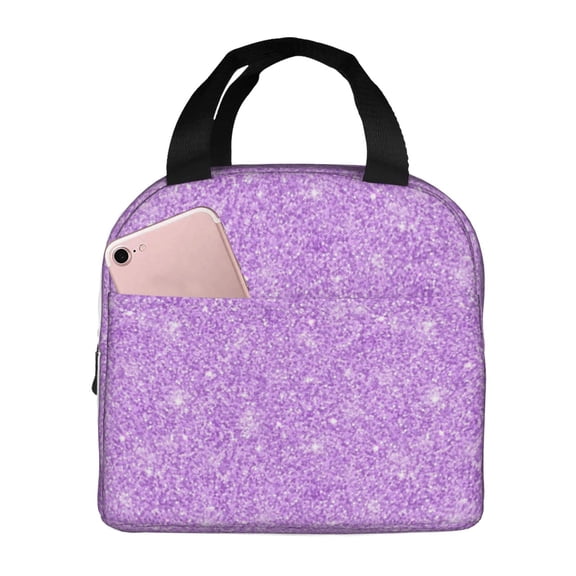Kdxio Lilac Glittering Print Insulated Lunch Bag,Reusable Tote Lunch Box for Women Men,Leakproof Cooler Lunch Bags for Work Office Travel Picnic