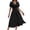 #277-Black, variant on Warop Womens Boho Short Sleeve V-Neck Maxi Dress Waisted Solid Color A-Line Flowy Long Dress