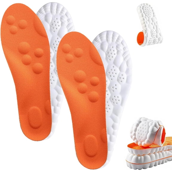 4D Cloud-Feel Insoles, Unisex, Memory Foam Boot Insoles, Comfortable and Breathable, Arch Support, Trimmable to Fit All Shoe Types.