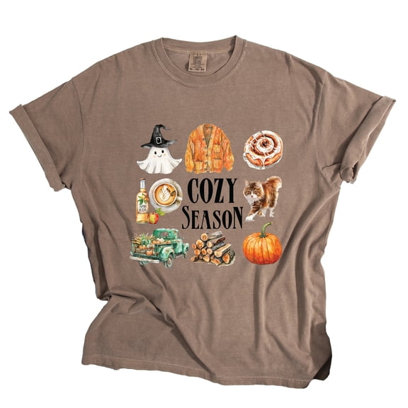 Cozy Season Watercolor Icons - Women's Garment Dyed Tee