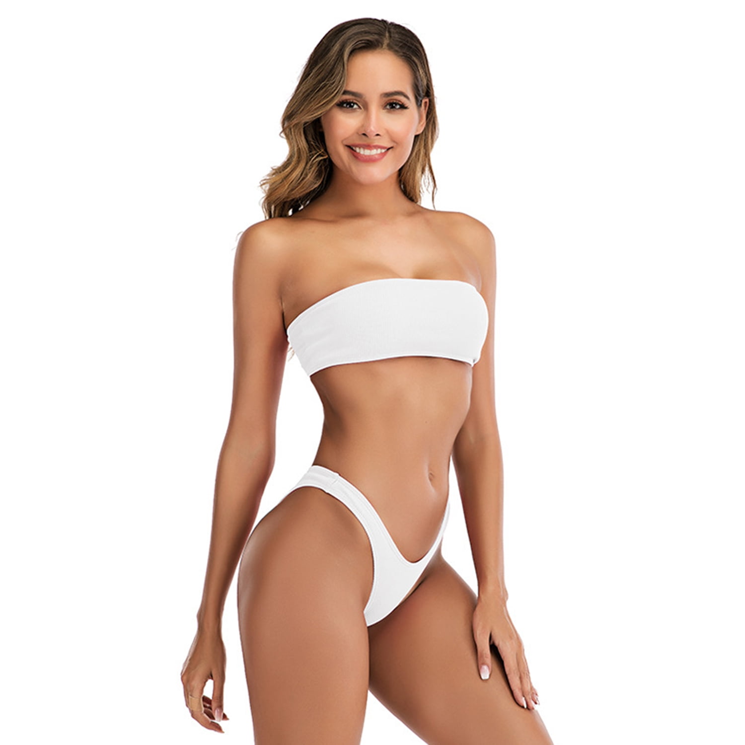 MAYW Off Shoulder Strapless Swimsuit Adjustable Waisted 2 Pieces Swimsuit Sets