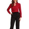 thumbnail image 1 of INSPIRE CHIC Chemise Élégante à Manches Longues Col en V pour Femmes P Rouge, 1 of 5