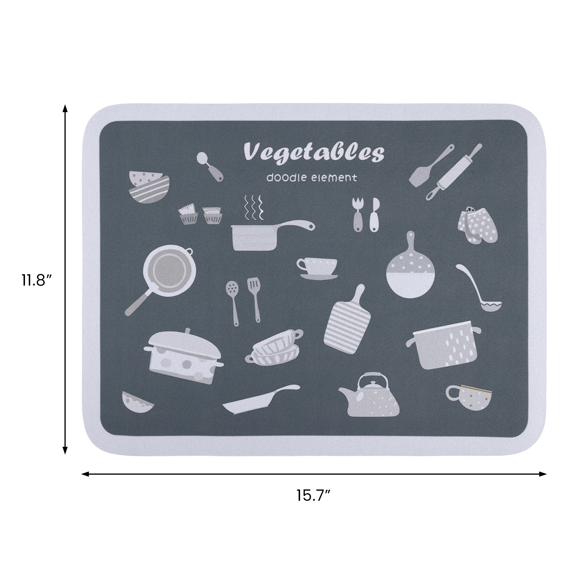 Unique Bargains Diatomaceous Stone Dish Drying Mat for Kitchen Gray 15.7*11.8 inch