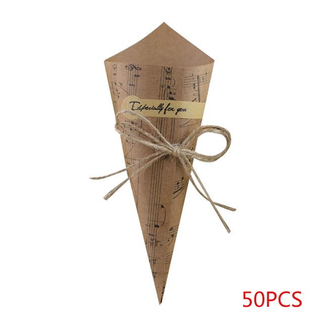 Cono de helado Envoltorio de flores Embalaje de regalo Soporte de papel Ramo Floristería Suministros Decoraciones 50 piezas sidaley JJ23371-01