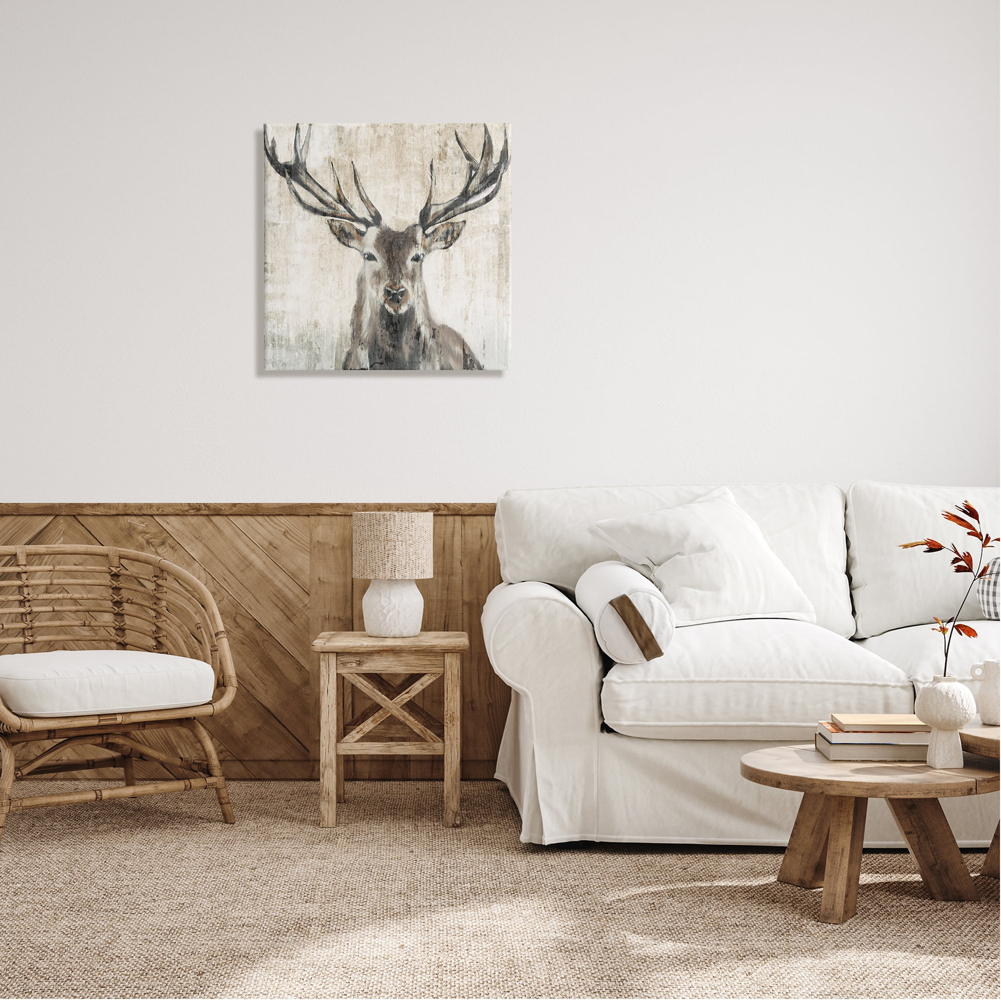 Stupell Industries Rustic Deer Elk Wildlife Portrait Animals & Insects Painting Gallery Wrapped Canvas Print Wall Art
