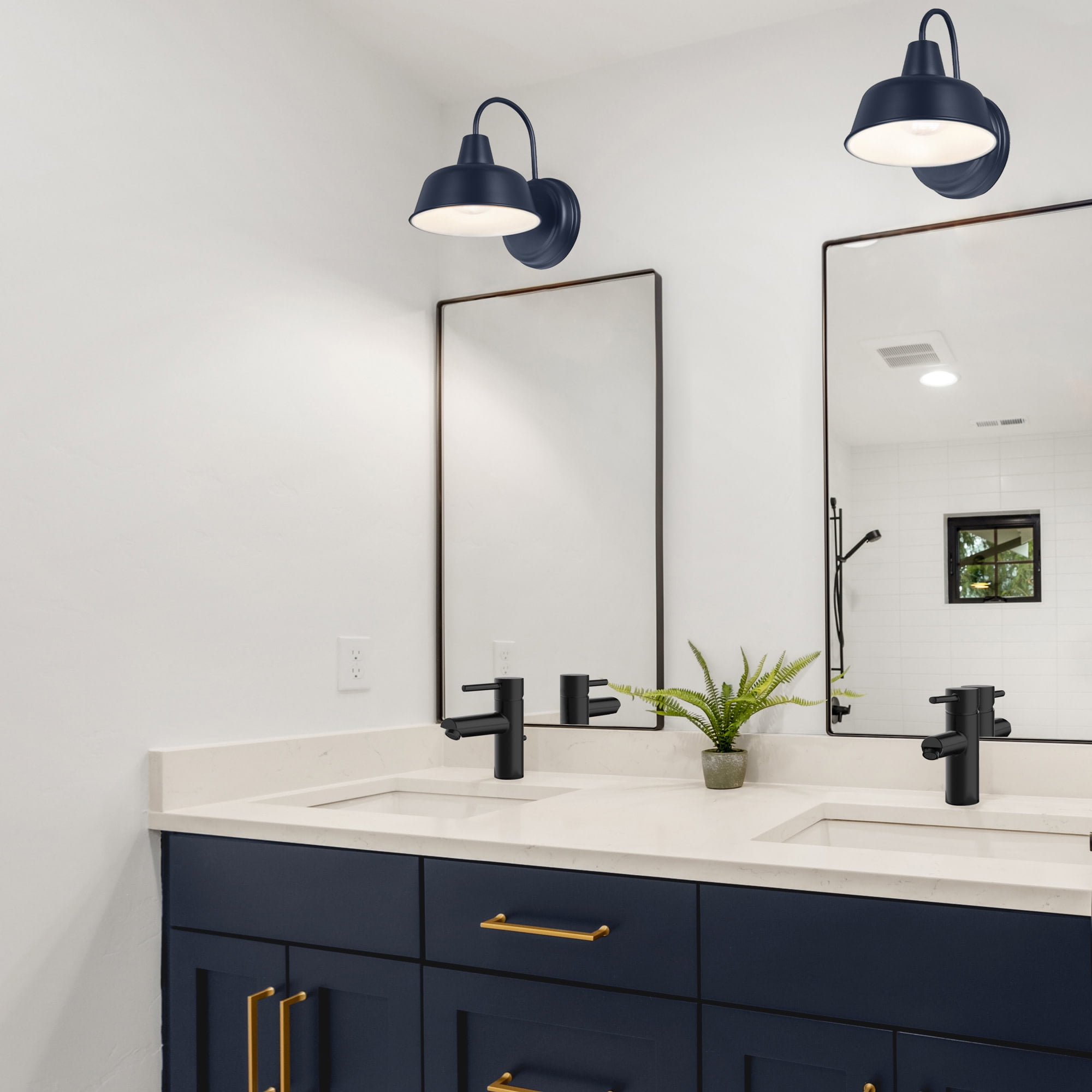 Mason Barn Light Indoor/Outdoor Wall Mount Modern Industrial Farmhouse Design House Wall Light for Patio, Garage, Bathroom, Office, Kitchen, 8-Inch, Navy Blue, WM457933