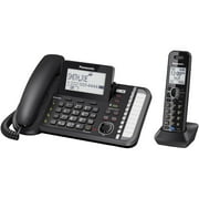 Panasonic 2-Line Corded/Cordless Phone System with 1 Handset - Answering Machine, Link2Cell, 3-Way Conference, Call Block, Long Range DECT 6.0, Bluetooth - KX-TG9581B (Black)