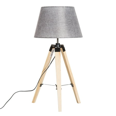Homcom 27 Linen Fabric Shade Table Top Lamp With Wooden Tripod Homcom 27 Linen Fabric Shade Table Top Lamp With Wooden Tripod Stand Grey