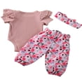 thumbnail image 2 of CNKOO Infant Baby Girl Ruffle Sleeve Floral Romper Harem Pants Summer Outfits, 2 of 5
