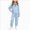 A186-Blue, variant on Girls' Solid Color Casual Fall/Winter Set: Simple Versatile Long Sleeve Top & Cuffed Joggers Suitable For Sports And Outings 15 Years Pink