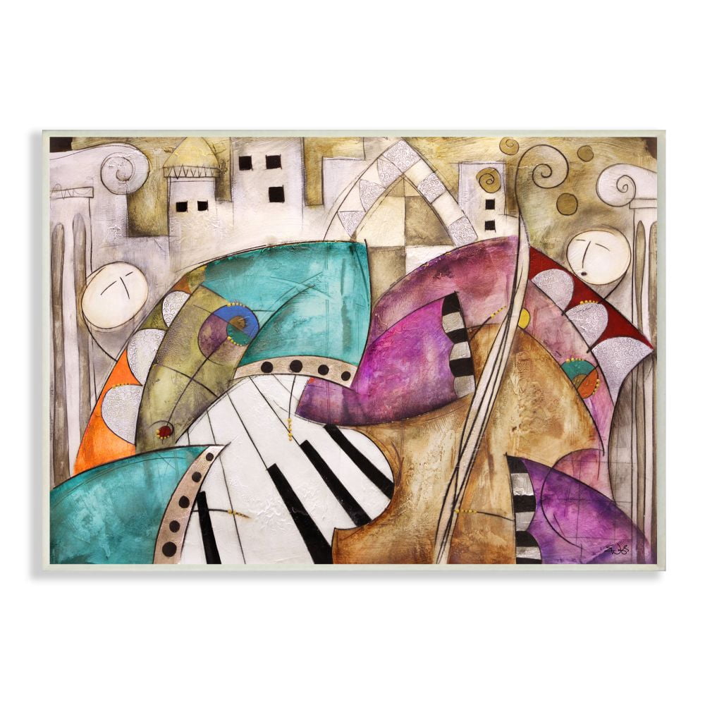 Stupell Industries Colorful Geometry Abstract Jazz Band Painting Wall Plaque by Eric Waugh