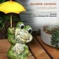thumbnail image 5 of Alpine Corporation 12"H Sitting Jolly Frog with Yellow Umbrella Statue, 5 of 12