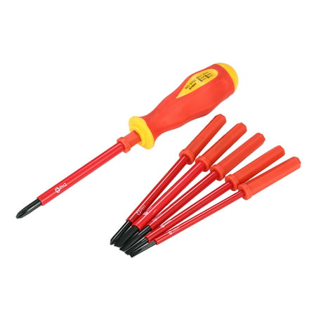 PENGGONG 7PCS 1000V Insulated Screwdriver Set Multi-Bit Tools Repair Screw Driver with Magnetic Slotted and Phillips Bits Soft Grips Electricians Electrical Work Repairing (Best Insulated Screwdrivers Electricians)