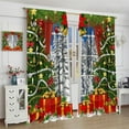 thumbnail image 4 of Christmas Curtains, Winter Xmas Tree Glitter Bokeh Present Gold Bell Pattern for Room Window Decor, Rod Pocket Print Blackout Drapes for Living Room Bedroom Kitchen 2 Panel Set 84" W X 84" L, 4 of 7