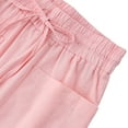 thumbnail image 6 of Amazhiyu Womens Casual Linen Shorts Drawstring Wide Leg Elastic High Waisted with Pockets, 6 of 8