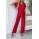 thumbnail image 4 of Mono de Mujer PRETTYGARDEN Rojo con Escote en V Cruzado y Cinturón Talla S, 4 of 8
