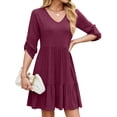 thumbnail image 1 of WILLBEST Faldas Para Mujer Vestido Holgado De Primavera Y Verano Con Cuello En V, Volantes Y Pliegues, 1 of 3