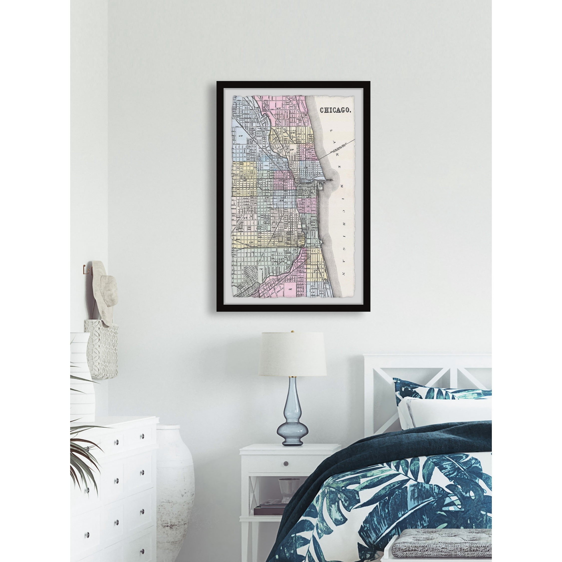 Marmont Hill Colored Chicago Street Map Framed Wall Art