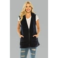 thumbnail image 2 of PacificPlex Womens Solid Soft and Cozy Sherpa Zip Front Hoodie Vest Faux Shearling with Pockets (Medium, Navy), 2 of 3