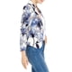 thumbnail image 4 of BLAZER CHIC para Mujeres, Abierto al Frente, Ideal para el Trabajo, Chaqueta de Traje Corta de Verano, Blanca con Flores Azules, Talla 2XL, 4 of 7