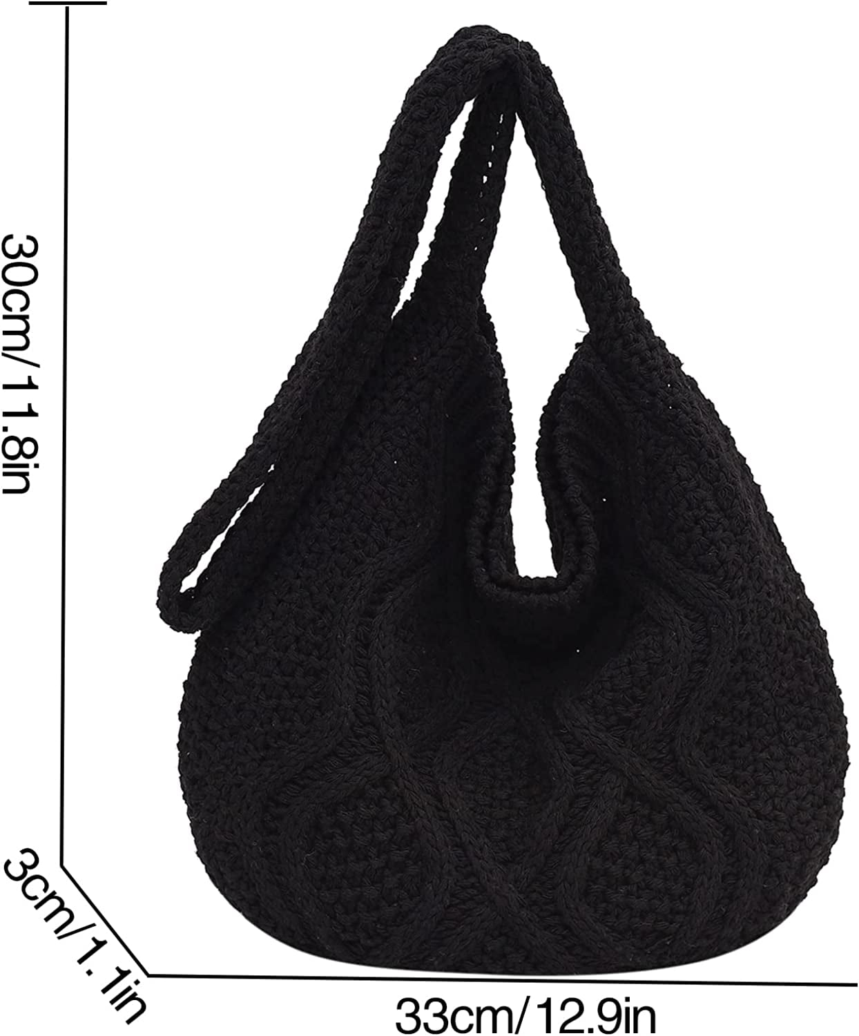 Women's Crochet Tote Bag Knitted Shoulder Crossbody Handbags Aesthetic Shopping Bag Cute Purses Crocheted Hobo Bag
