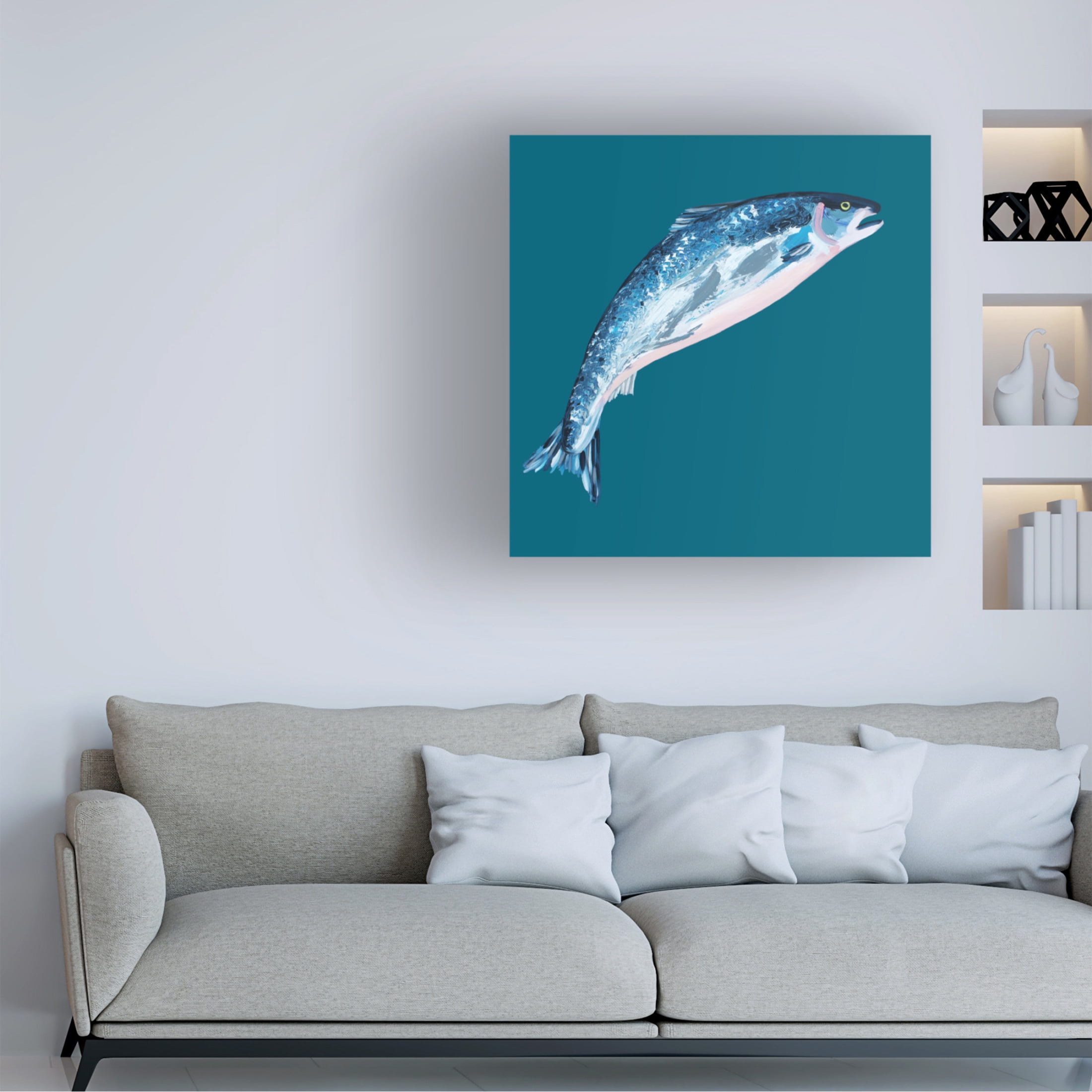 Trademark Fine Art Alice Straker  Leaping Salmon Canvas Wall Art