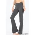 thumbnail image 2 of Zenana Women Fold Over Waist Cotton Stretch Flare Leg Boot Cut Yoga Pants Leggings Ash Grey X-Large, 2 of 3
